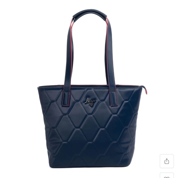 lug Handbags - Lug Paddock Satin Luxe Vegan Leather Indigo Tote